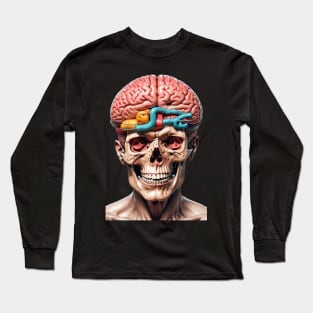 Brain Skull Face Long Sleeve T-Shirt